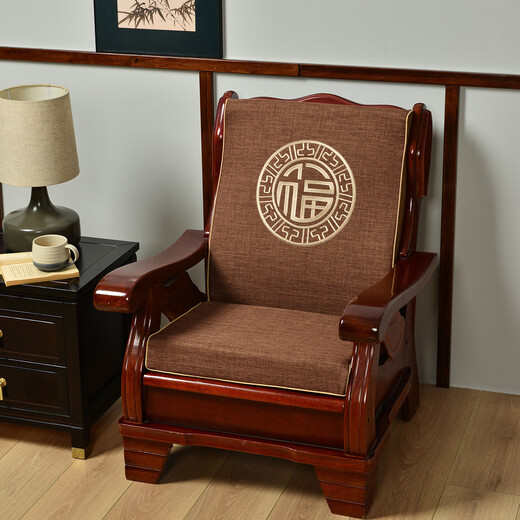 Old-fashioned solid wood sofa cushion with backrest wood chair three-seater thickened sponge cushion Fuyuan-ka 55cm*50cm single seat height 60cm
