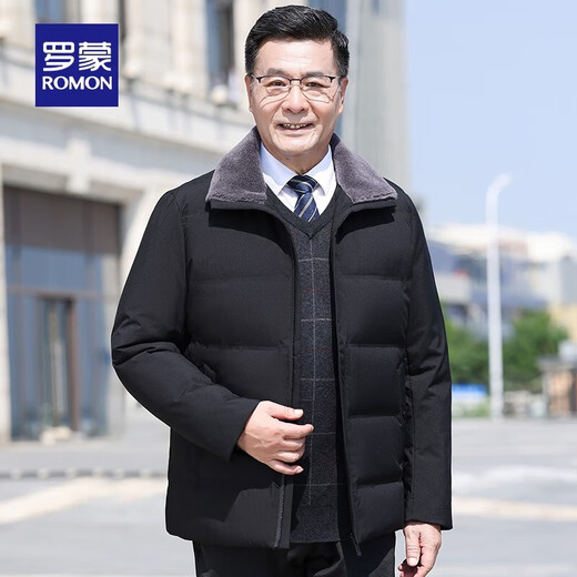 ROMON middle-aged and elderly dad's short down jacket 2024 winter new casual business fashion versatile jacket Navy 2XL /185
