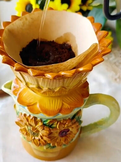 Van Gogh Ceramic Cup Sunflower Creative Personality Trendy Literary Oil Painting Style Hand-brewed Coffee Filter Pot Filter Cup Van Gogh Sunflower Filter Cup 600ml