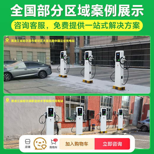 Lvchongchong New Energy Electric Vehicle Charging Pile Charging Station General Community BYD Tesla 7kw/14kw32A Commercial Charging Gun 2ZA7-2 14kW Charging Pile Scan Code + Swipe Card Double Gun 2ZA7-2