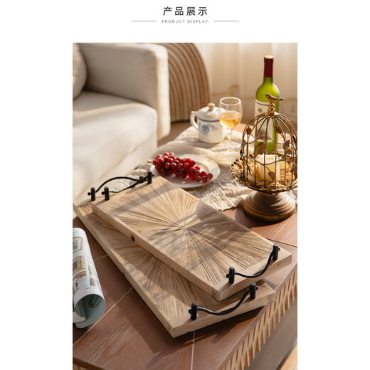 ZFEN German imported quality wabi-sabi style retro old wooden tray coffee flower shop B&B afternoon tea plate gourmet A2504_two set price