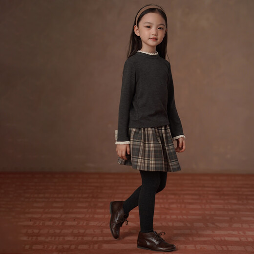 Hacikis hacikis children's clothing autumn and winter children's tops brushed warm fungus edge bottoming shirt girls stretch knitted T-shirt girls