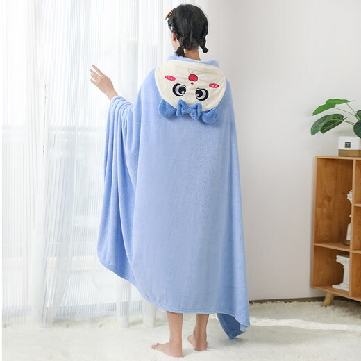 Chongyou children's bath towel, adult cloak, hooded bath towel, adult absorbent, lint-free bathrobe, pink cat long-sleeved style (height 150-180)