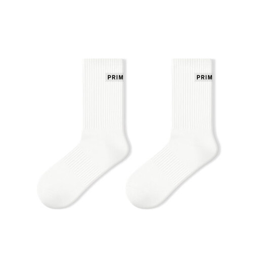 Pami PRIMEET/Pami cotton socks women's spring and autumn mid-calf socks sports letters black and white basketball running stockings white-pack 1 pair one size fits all (suitable for sizes 36-39)