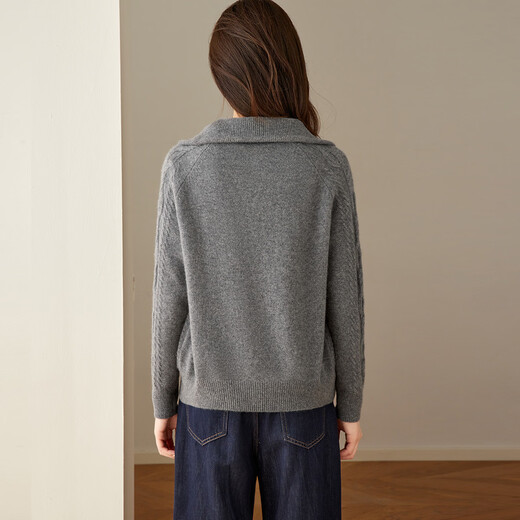 Shexi (Srcr) Thick Cable Cashmere Sweater Women's 100% Cashmere Sweater Winter Large Lapel Knitted Bottoming Sweater