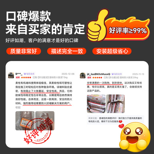 JIANGUAN 20KG organic fireproof mud sealing leakage 20kg air conditioning hole sealing high temperature resistant power bridge cable flame retardant material