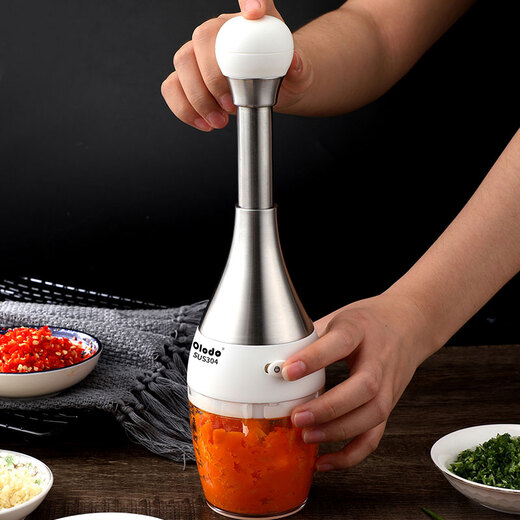 Olodo semi-automatic garlic stirrer, garlic puller, manual garlic masher, garlic masher, garlic masher, garlic press, manual meat grinder, mincer, three-layer cutter*1+na cup*1