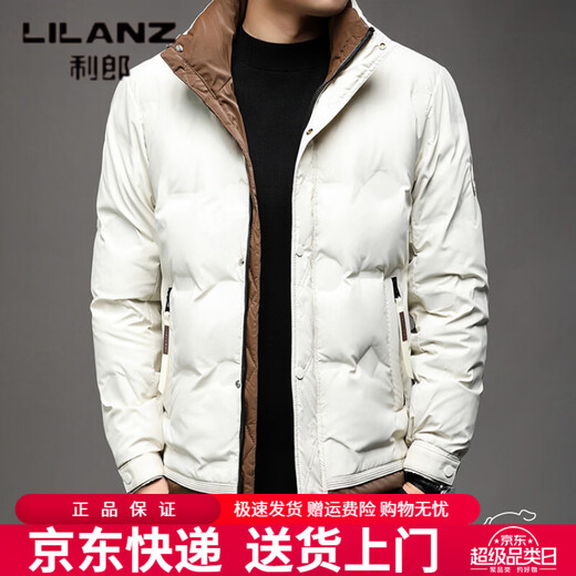利郎（LILANZ）轻薄羽绒服男士冬季2026潮牌高端痞帅短款立领加厚保暖白鸭绒外套 黑色 M