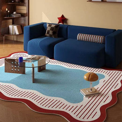 Fantasy dopamine living room carpet special-shaped full-cover sofa coffee table carpet high-end stain-resistant no-care bedroom floor mat customized 180x250 cm double-line seam CX wave Yuehu crystal velvet