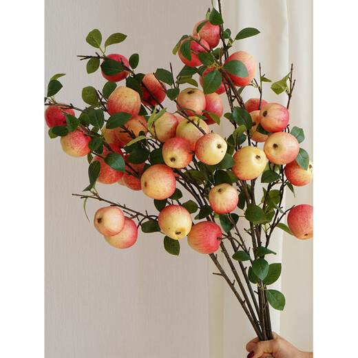 Fruit Apple Artificial Flower Living Room Decoration Fruit Branches Green Plants Gardening Vase Flower Arrangement Decoration and 6 Yellow Oranges 3 Branches