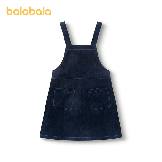 BALABALA Children's Clothing Girls Dress Autumn College Style Suspender Skirt Pure Cotton Corduroy Comfortable and Versatile Trendy Dark Blue 80821 165