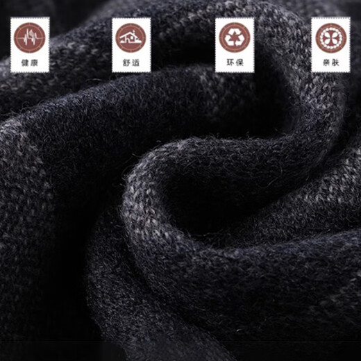EGW international luxury brand 100% pure wool men's scarf winter 2025 new business warm gift scarf black gray gift box