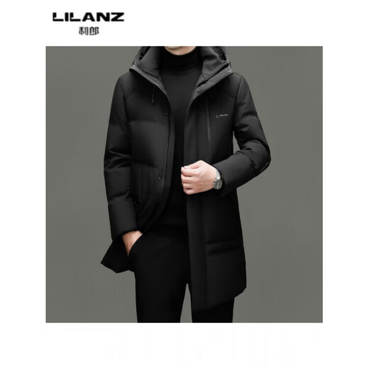 LILANZ Мужской осенне-зимний толстый пуховик 90, молодежный длинный повседневный модный теплый пиджак с капюшоном, черный 5523 со съемной подкладкой 14XL (190)