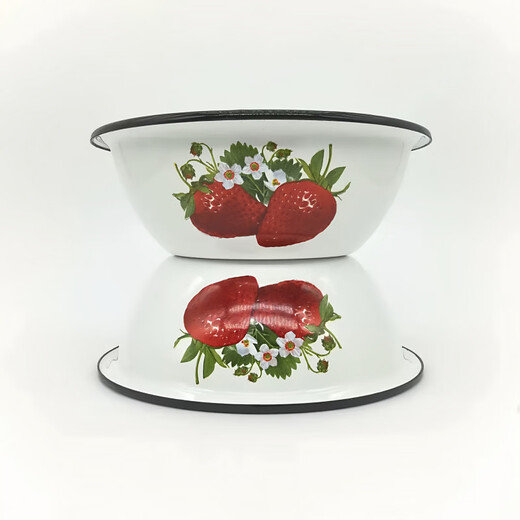 He Jiagong Russian enamel bowl Russian enamel kitchenware enamel basin small bowl old-fashioned enamel tableware kitchen small basin home white tropical fruit 800ml