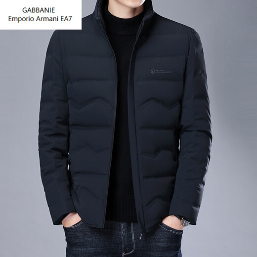 Emporio Armani EA7 Armani Down Jacket Men's Short Stand Collar New Winter White Duck Down Jacket Young and Middle-aged Korean Version Thick Warm Men's Clothing Black 3XL 190