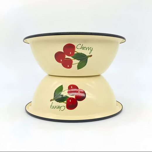 He Jiagong Russian enamel bowl Russian enamel kitchenware enamel basin small bowl old-fashioned enamel tableware kitchen small basin home white tropical fruit 800ml