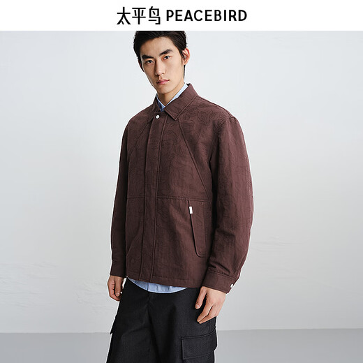 PEACEBIRD Men's Wear Shopping Mall Same Style 2026 New Year Spring New Burgundy Coach Jacket B2BCG1108 Cabernet Sauvignon 1 S
