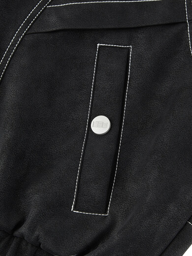 BONELESS Island of Freedom deconstructed loose-leaf punk leather jacket black XL