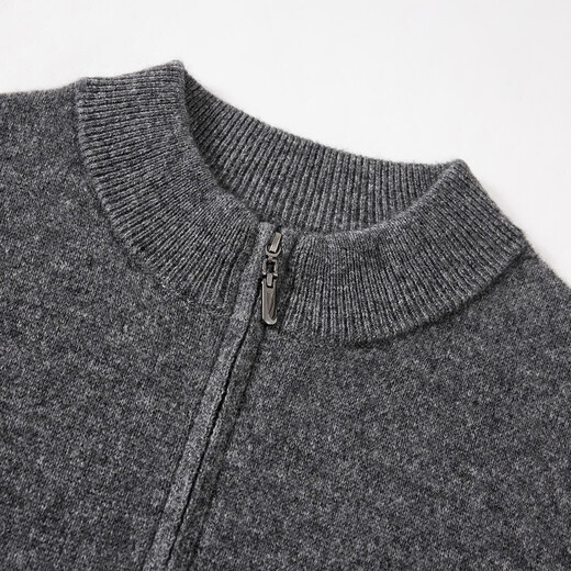 Chunzhu thick yak wool half zipper classic simple 2025 spring new all-match warm sweater men's wool sweater medium green gray 2XL 120CM