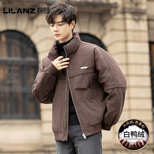 LILANZ official 2025 new men's high-end stand-up collar thickened down jacket winter trendy brand coat white duck down winter coat YR2558 black - flagship model L (120-135Jin Jin equals 0.5kg)
