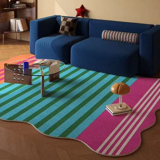 Fantasy dopamine living room carpet special-shaped full-cover sofa coffee table carpet high-end stain-resistant no-care bedroom floor mat customized 180x250 cm double-line seam CX wave Yuehu crystal velvet
