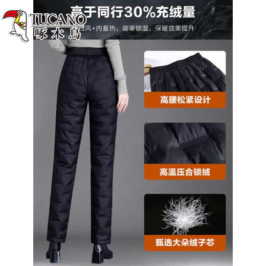 Woodpecker (TUCANO) Official 2026 New Mom Winter Loose Down Pants Middle-aged and Elderly Women's Thickened Straight Cotton Pants for Outerwear B Coffee Color 3XL Recommended 150-160 Jin Jin is equal to about 0.5 kg