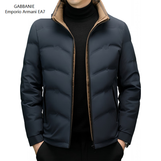 Emporio Armani EA7阿玛尼2026新款男装立领羽绒服男款冬季潮流时尚加厚保暖白鸭绒男 黑色 XL 180