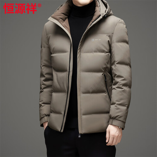 Hengyuanxiang Men's Lapel Down Jacket Winter New Middle-aged and Elderly Warm and Cold-proof Thickened Jacket Dad Loose Casual Top Black L 175