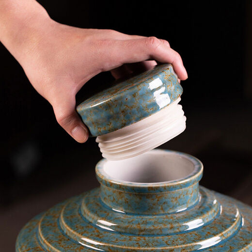 Jingdezhen ceramic wine jar household sealing 10 Jin Jin equals 0.5 kg 20 Jin Jin equals 0.5 kg 30 Jin Jin equals 0.5 kg 50 Jin Jin equals 0.5 kg Wine jar with faucet wine bottle flask 30 Jin Jin equals 0.5 kg Blue with faucet high temperature kiln thickening