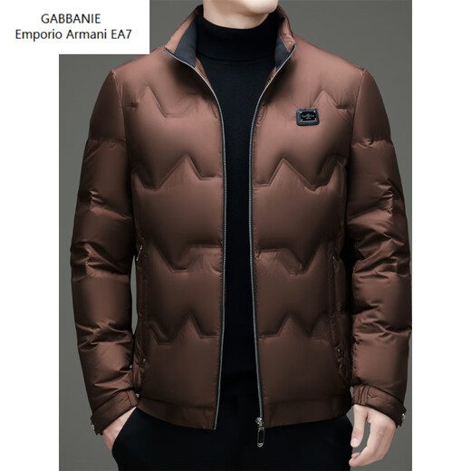 Emporio Armani EA7 Armani 2026 winter new men's down jacket middle-aged business casual high-end short stand-up collar white duck down jacket black 2XL 185 140-155Jin Jin is equal to 0.5 kg
