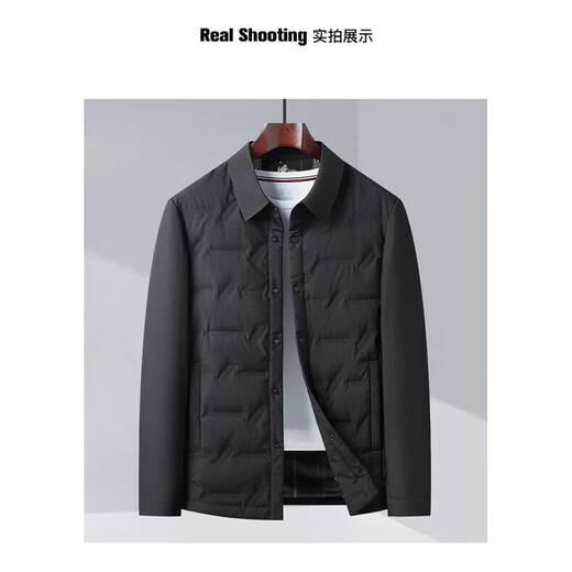 利郎（LILANZ）冬季新款羽绒服男士翻领白鸭绒保暖外套潮流男士休闲上衣 藏青色 2XL