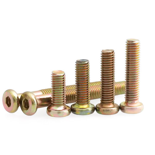 XMSJ furniture screws color zinc flat round head hexagonal screws baby crib cabinet table and chair fixed link accessories M6M8 M6*25 30 pieces color zinc