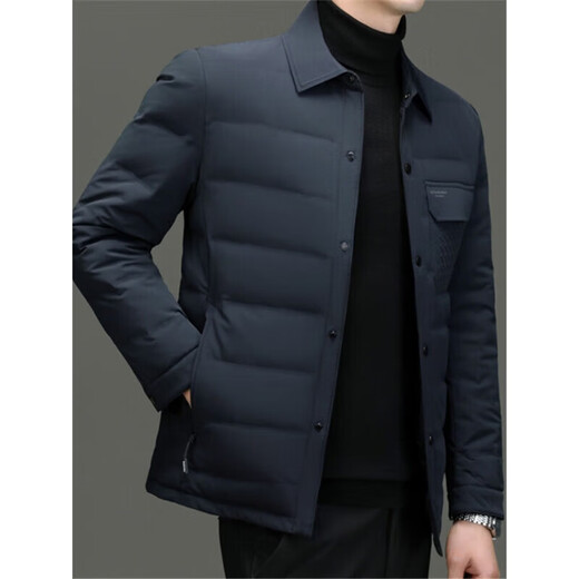 LILANZ Мужской пуховик Зимний легкий короткий мужской повседневный пиджак с лацканами для среднего возраста Утепленная теплая куртка Модный черный размер M 170 (рекомендуемый вес 100-120 Jin Jin равен 0,5 кг)