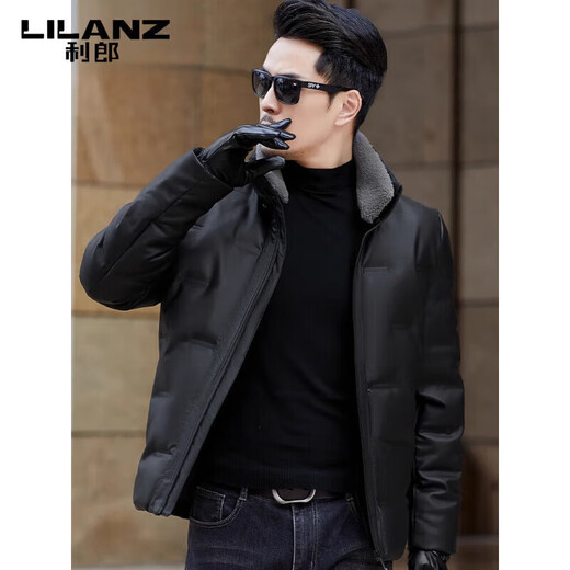 利郎（LILANZ）立领羽绒服男短款男士皮衣加厚2025冬季新款短款冬季外套 深灰色 3XL 190