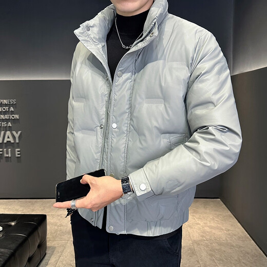 Snow Flying (SNOWFLYING) High-end Short Down Jacket Men's 2025 Winter New Lightweight Warm and Coldproof Clothing Casual and Versatile Winter Jacket Gray