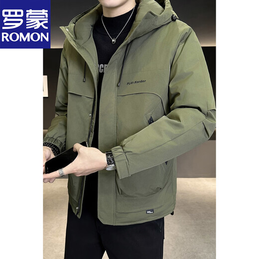 Luomen Ermian Men's Autumn and Winter 2026 New Hooded Jacket Men's Jacket Jacket Padded Thickened Top Brown Color M