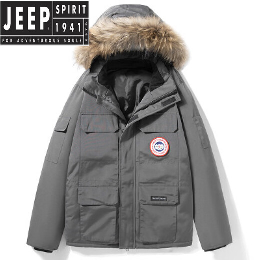 JEEP SPIRIT羽绒时尚可脱卸帽羽绒服男休闲时尚外套潮流派克服男 黑色 M