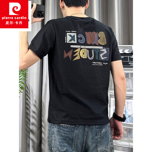 Pierre Cardin printed short-sleeved T-shirt men's summer 2025 new style young and middle-aged slim upper clothes versatile casual half-sleeved T-shirt Khaki 2XL