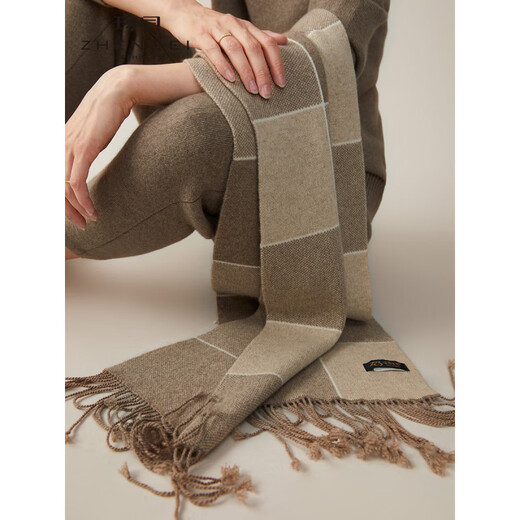 Zhenbei men's pure cashmere scarf winter new warm knitted scarf business casual plaid scarf A82 black