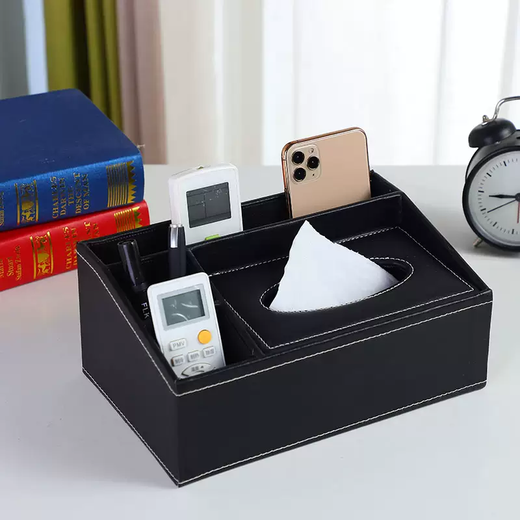 Yusenyi European-style commercial hotel tissue box living room hotel simple tissue box office advertising paper tissue box custom logo trapezoidal black cowhide pattern
