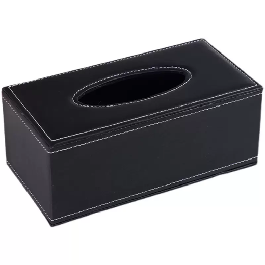 Yusenyi European-style commercial hotel tissue box living room hotel simple tissue box office advertising paper tissue box custom logo trapezoidal black cowhide pattern