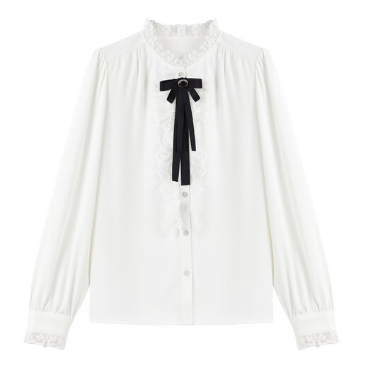 Qiushui Yiren Fashionable Palace Style Shirt 2026 Spring New Style Commuting Lace Stand Collar Design Top