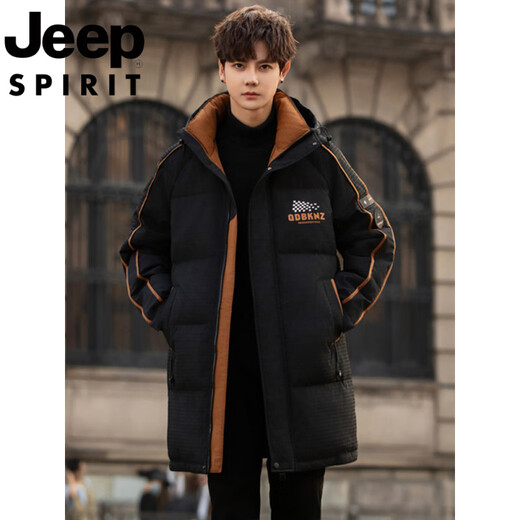 JEEP international brand youth mid-length cotton jacket men's winter 2025 new warm cotton jacket casual cotton jacket 898 black (cotton thickening) quality assurance M 80-100Jin Jin is equal to about 0.5 kg