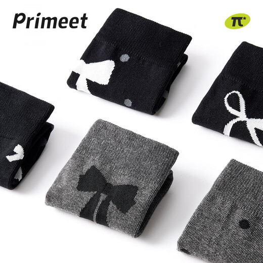 Pami black socks for women autumn and winter 2025 new bow miu mid-calf socks winter stack socks long socks bow mid-calf socks set A-pack 5 pairs one size fits all (suitable for sizes 36-39)