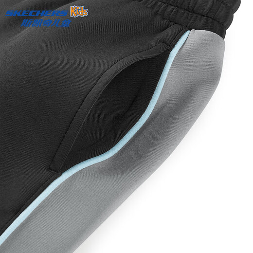 Skechers boys' knitted trousers autumn fashion striped comfortable versatile casual sports pants P324B024 carbon black /0018 100