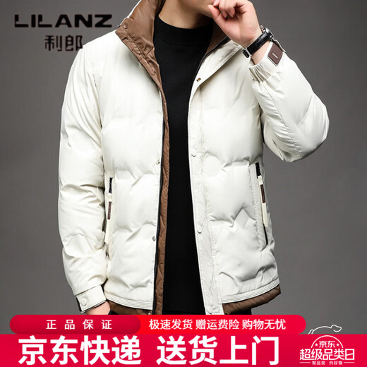 利郎（LILANZ）轻薄羽绒服男士冬季2026潮牌高端痞帅短款立领加厚保暖白鸭绒外套 黑色 M