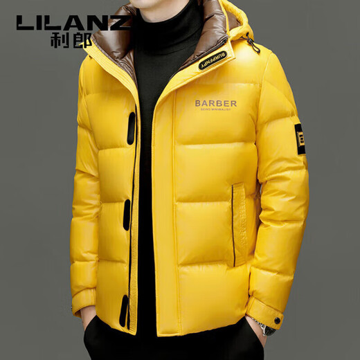 LILANZ Fashion Down Jacket Men's 2025 Winter New Casual Trendy Shorts Warm 90 Duck Down Hooded Jacket Black M 170