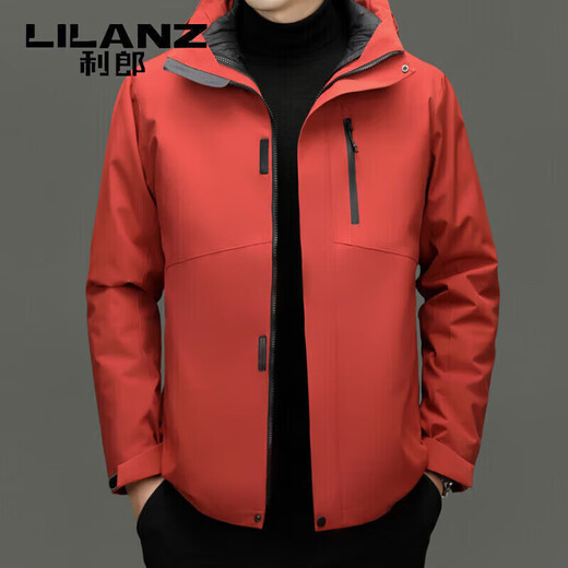 利郎（LILANZ）2025冬季新款三合一羽绒服男短款可拆卸内胆冲锋衣保暖外套潮 黑色 M