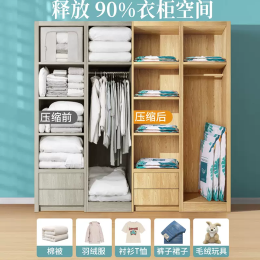 Yusenyi Vacuum Compression Bag Exhausts and Thickens Household Nordic Style PA+PE High Density Compression Bag for Down Jacket Storage 16-piece Set for Whole Family Storage (5 Extra Large - 5 Large - 5 Medium) - 1 Electric Pump