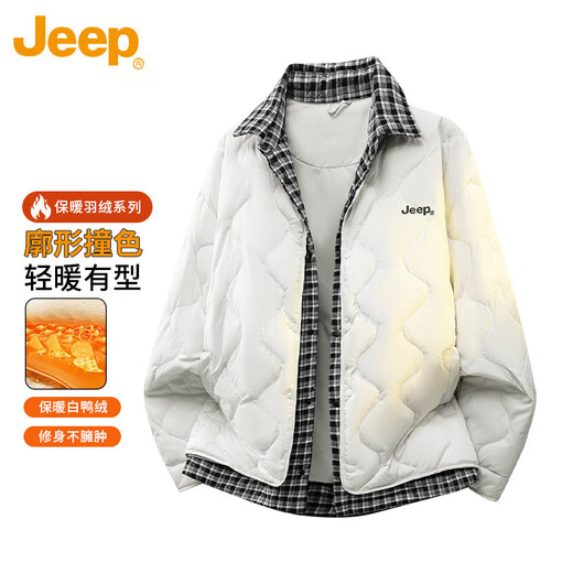 JEEP American genuine high-end fake two-piece down jacket winter new warm men's clothing casual lapel warm jacket black official authentic L